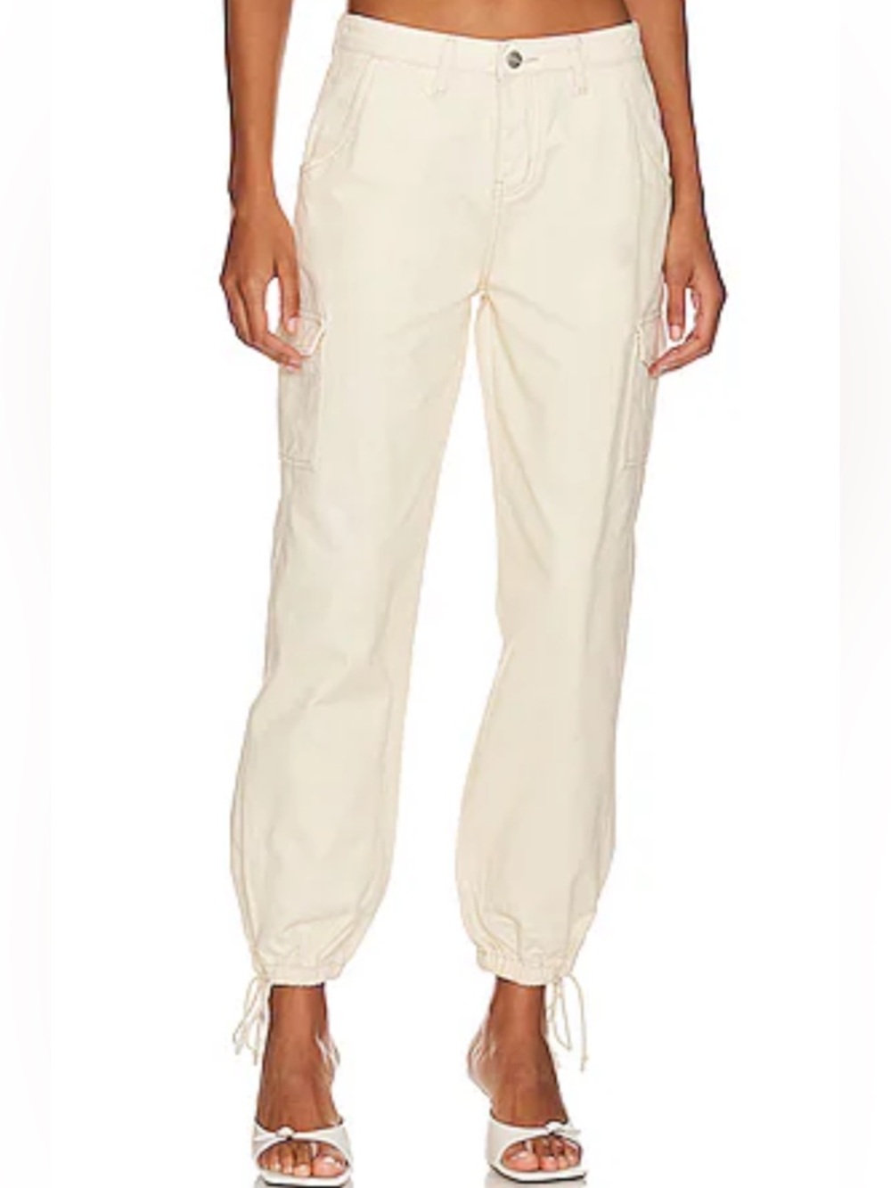 Superdown Beige Drawstring Kayla Pants 100% Cotton